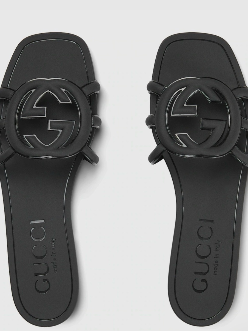 Gucci Black Interlocking G Rubber Slide Sandals
